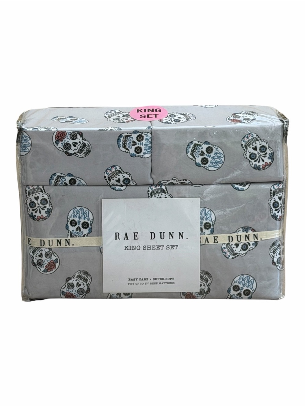 Rae Dunn King Halloween Skull Sheet Set New